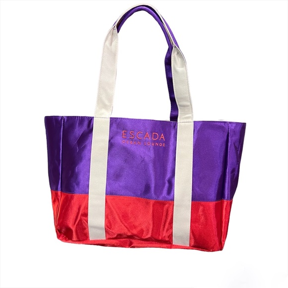 ESCADA Ocean Lounge Reversible Tote Bag NWOT 💜❤️ - Picture 2 of 10